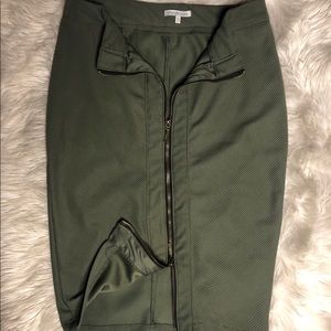 Charlotte Russe Double Zip Skirt Olive Green